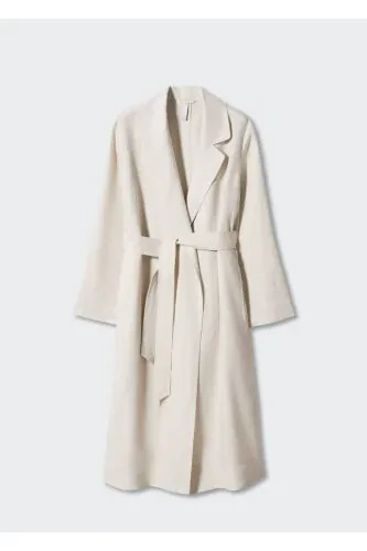 100% Linen Lapel Trench Coat - 3