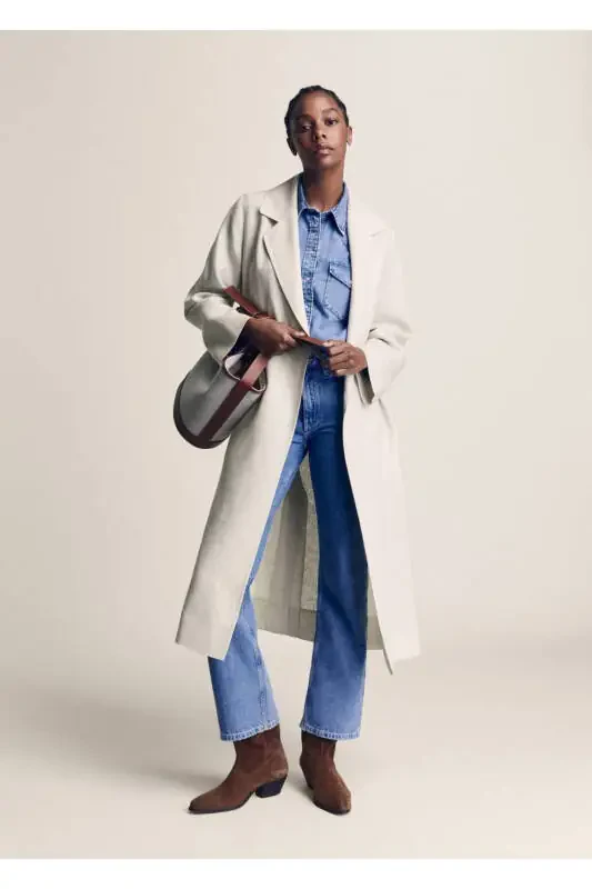 100% Linen Lapel Trench Coat - 6