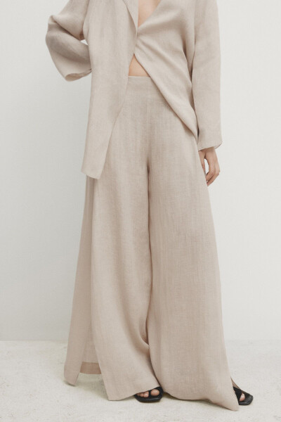 100% linen pants with slits - 3