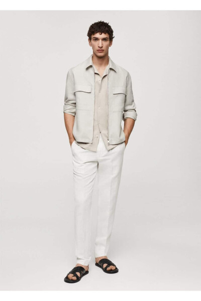 100% Linen Pocket Shirt Jacket - MANGO MAN (1)