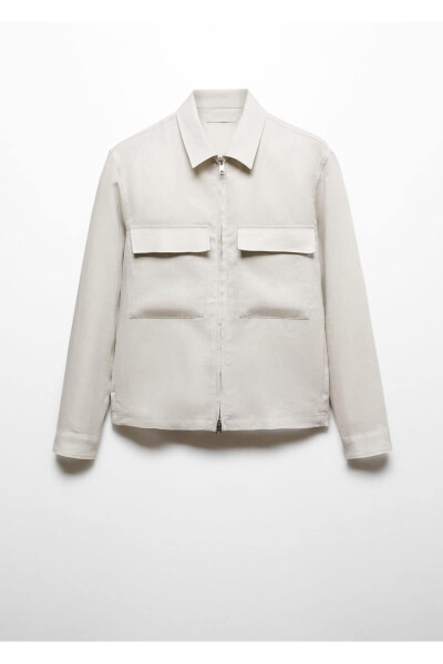 100% Linen Pocket Shirt Jacket - 3