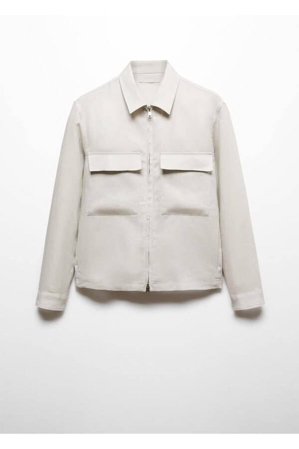 100% Linen Pocket Shirt Jacket - 3