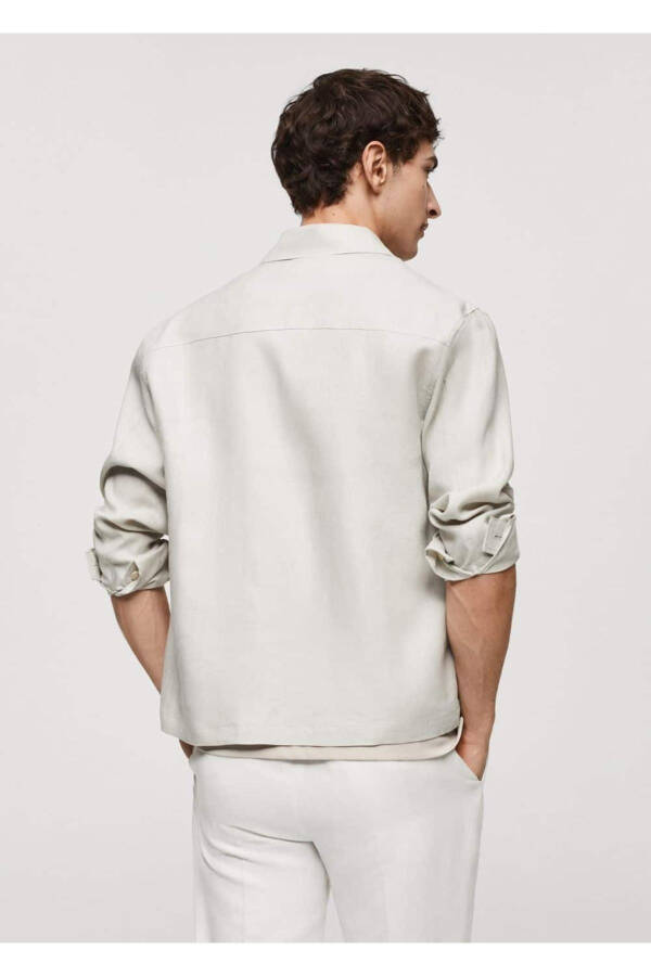 100% Linen Pocket Shirt Jacket - 4