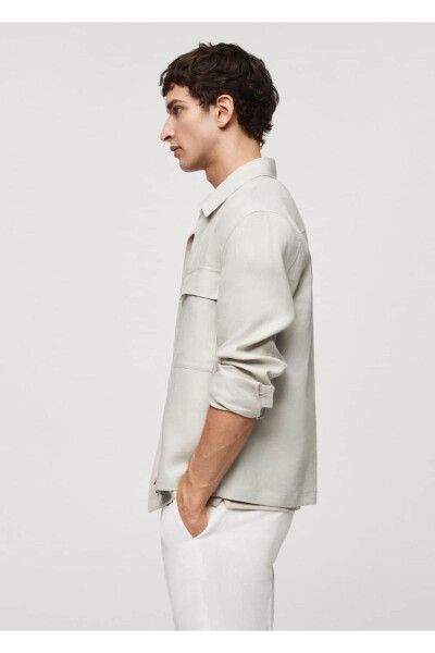 100% Linen Pocket Shirt Jacket - 5