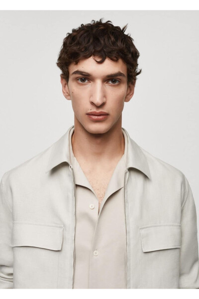 100% Linen Pocket Shirt Jacket - 6