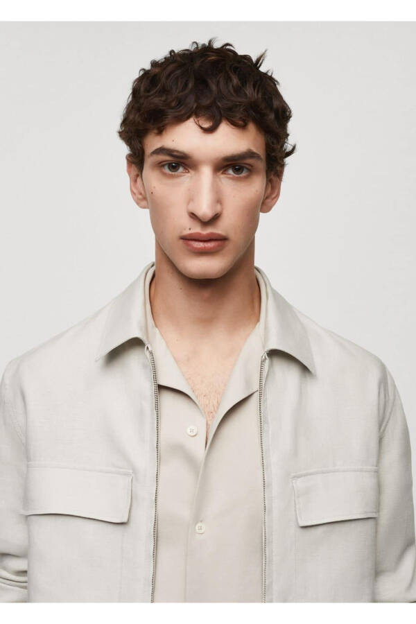 100% Linen Pocket Shirt Jacket - 6