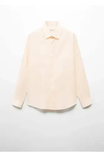 100% Linen Regular Fit Shirt-Pinkish Orange - 3
