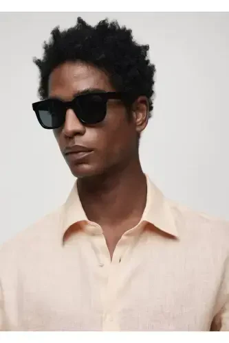 100% Linen Regular Fit Shirt-Pinkish Orange - 5