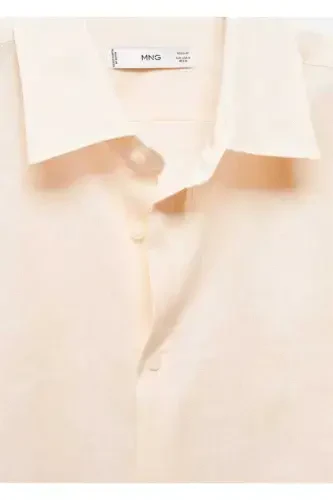 100% Linen Regular Fit Shirt-Pinkish Orange - 6