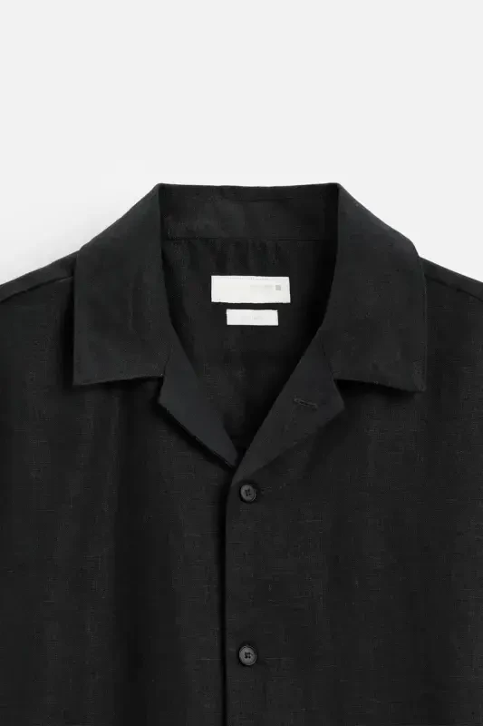 100% LINEN SHIRT-Black - 7