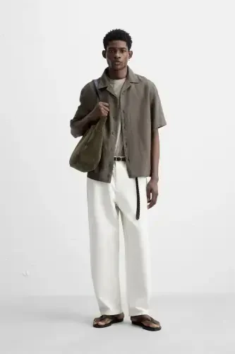 100% LINEN SHIRT-Brown / Mole - 1