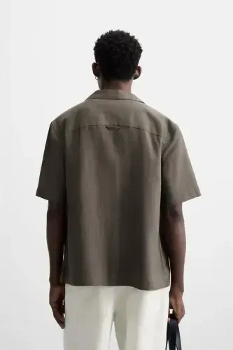 100% LINEN SHIRT-Brown / Mole - 3