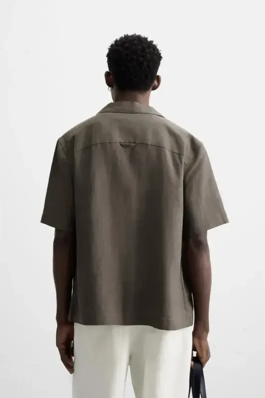 100% LINEN SHIRT-Brown / Mole - 3