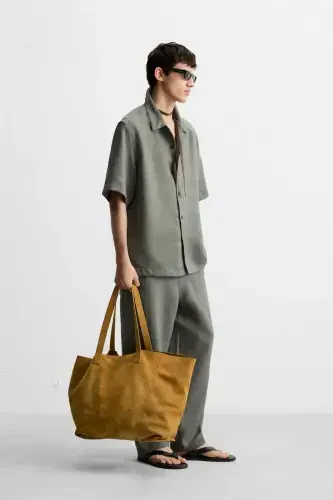 100% LINEN SHIRT-Green / Blue - 4