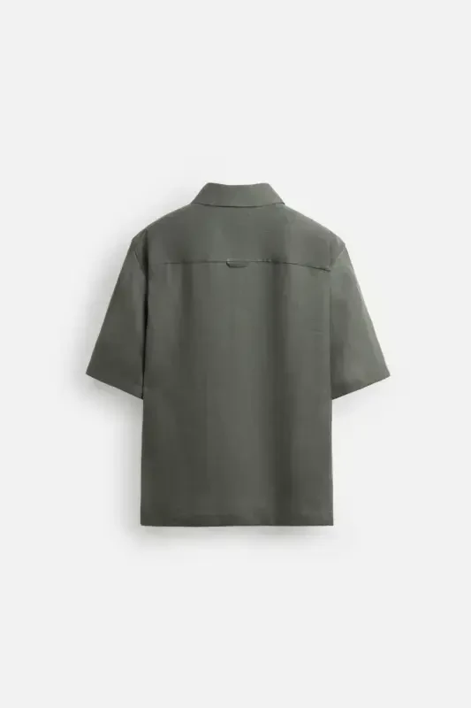 100% LINEN SHIRT-Green / Blue - 7