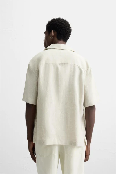 100% LINEN SHIRT - Light beige - 3