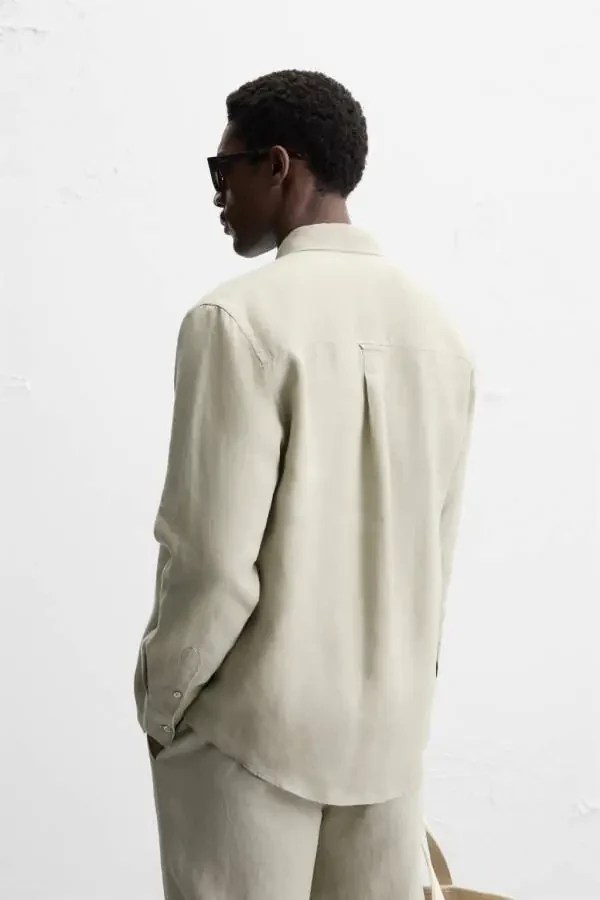 100% LINEN SHIRT-Light beige - 3