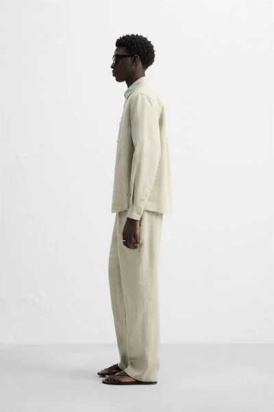 100% LINEN SHIRT-Light beige - 4