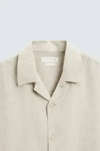 100% LINEN SHIRT-Light beige - 3