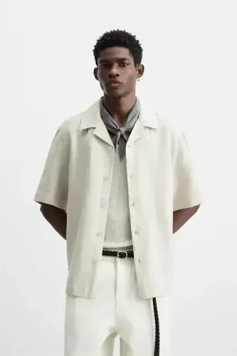 100% LINEN SHIRT-Light beige - 5