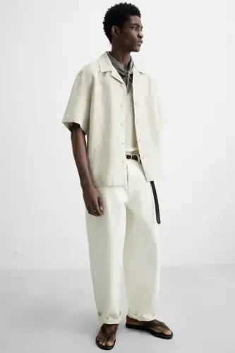 100% LINEN SHIRT-Light beige - 8