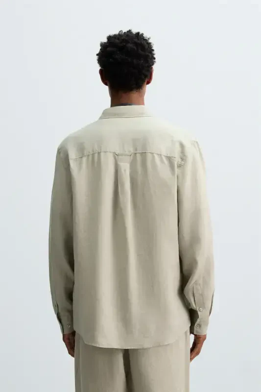 100% LINEN SHIRT-Light beige - 3