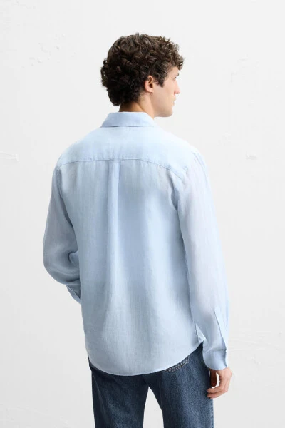 100% LINEN SHIRT-Sky blue - 3