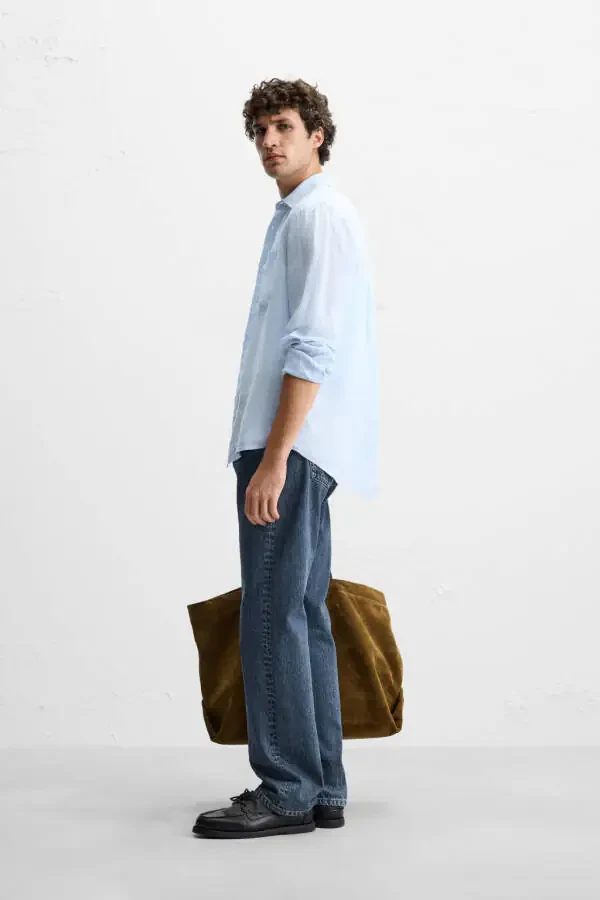 100% LINEN SHIRT-Sky blue - 4