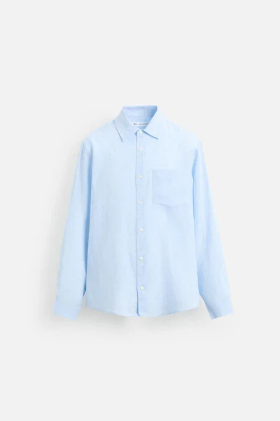 100% LINEN SHIRT-Sky blue - 7