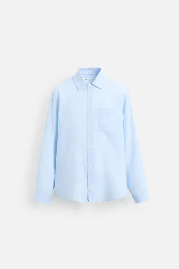 100% LINEN SHIRT-Sky blue - 7