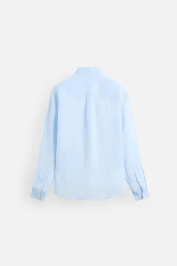 100% LINEN SHIRT-Sky blue - 8