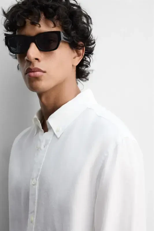 %100 LINEN SHIRT-White - ZARA