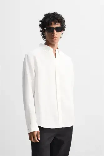 %100 LINEN SHIRT-White - ZARA (1)