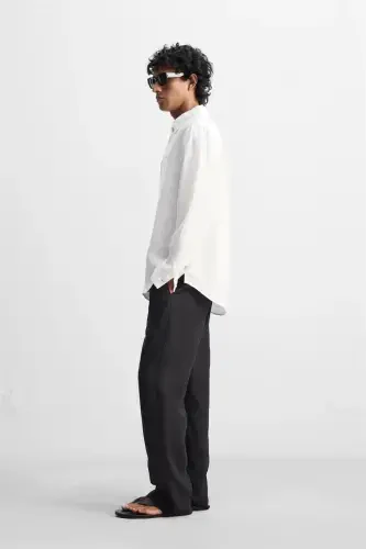 %100 LINEN SHIRT-White - 4