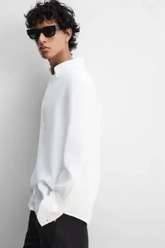 %100 LINEN SHIRT-White - 5
