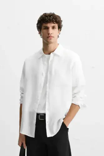 %100 LINEN SHIRT-White - ZARA (1)