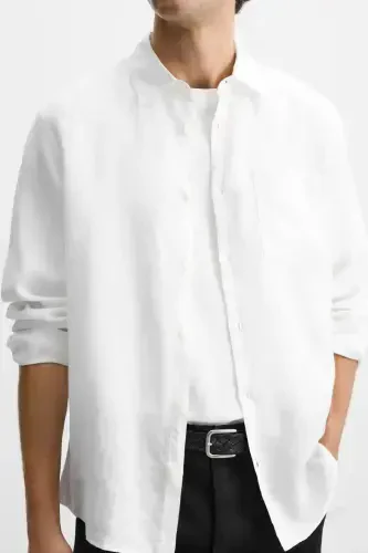 %100 LINEN SHIRT-White - 5