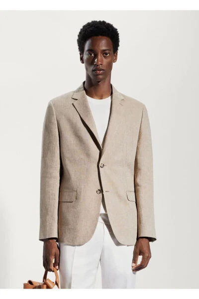 100% Linen Slim Fit Blazer - MANGO Man