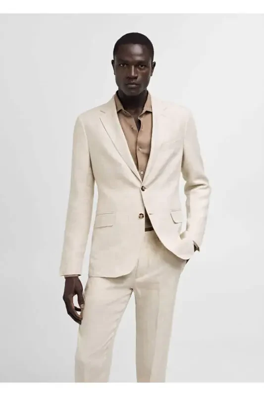 100% linen slim fit blazer - 2