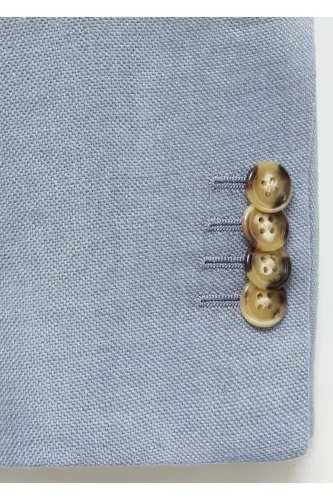 100% Linen Slim-Fit Blazer Jacket - 1