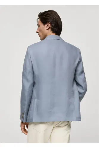 100% Linen Slim-Fit Blazer Jacket - 5