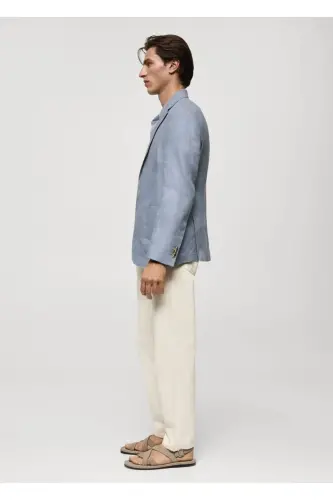 100% Linen Slim-Fit Blazer Jacket - 8