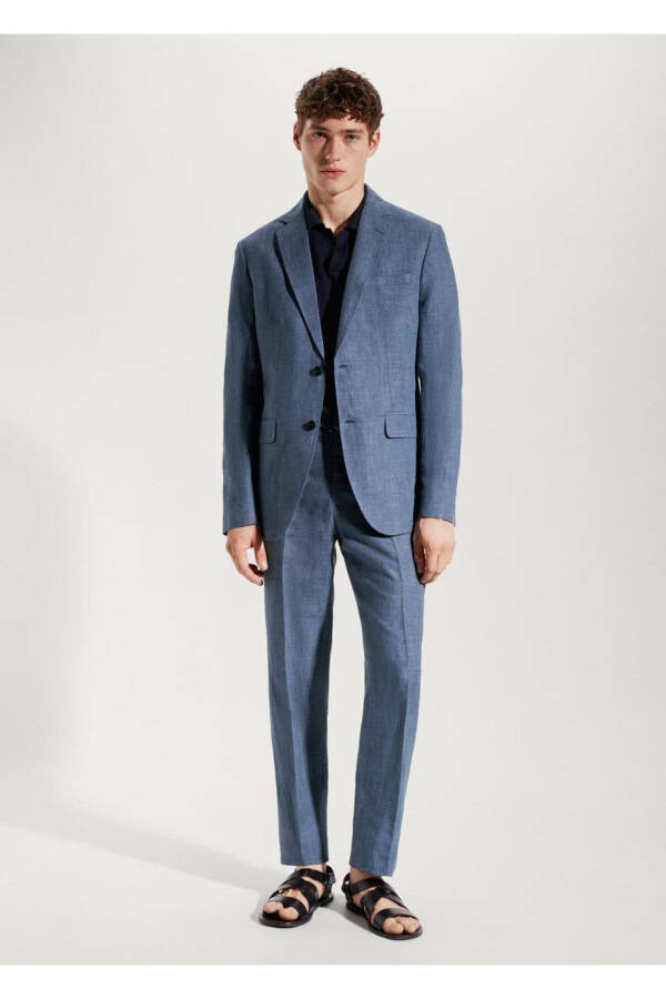 100% Linen Slim Fit Casual Blazer - 2