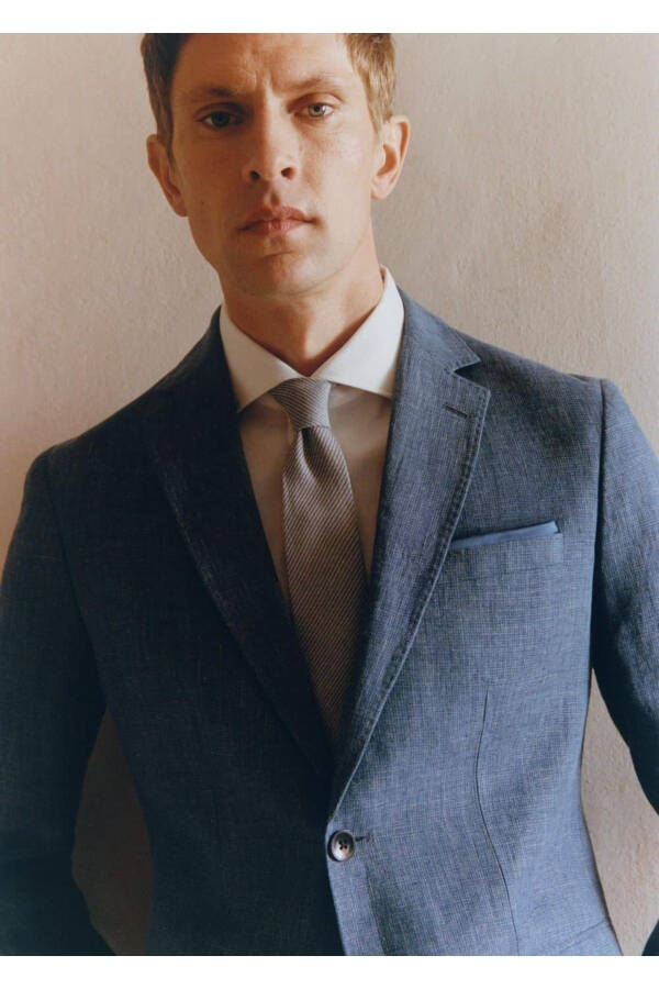 100% Linen Slim Fit Casual Blazer - 7