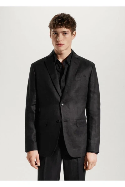 100% Linen Slim Fit Casual Blazer Jacket - MANGO MAN