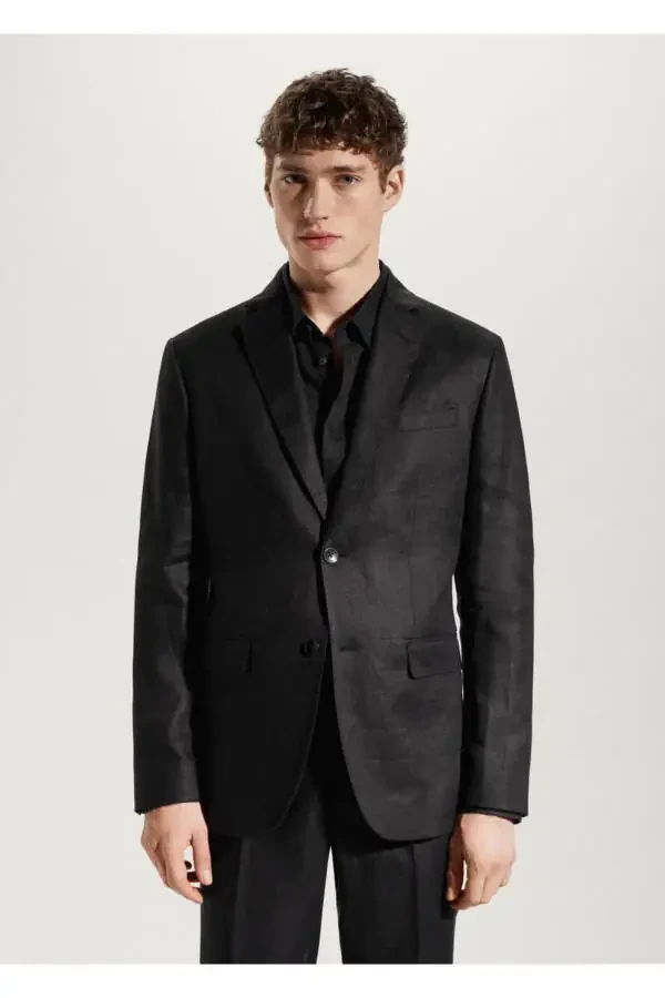 100% Linen Slim Fit Casual Blazer Jacket - 1