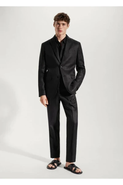 100% Linen Slim Fit Casual Blazer Jacket - MANGO MAN (1)