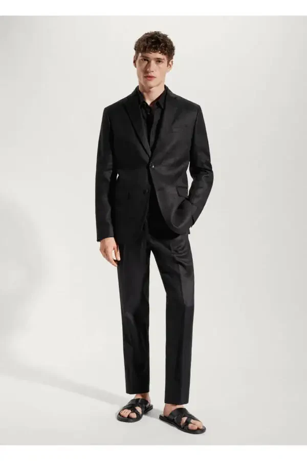 100% Linen Slim Fit Casual Blazer Jacket - 2