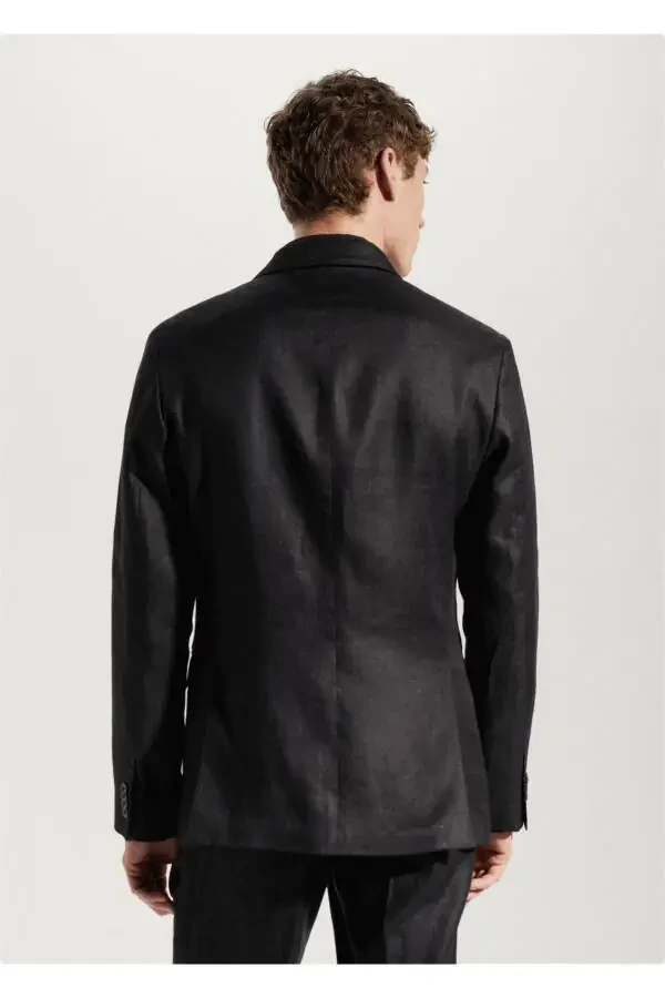 100% Linen Slim Fit Casual Blazer Jacket - 4