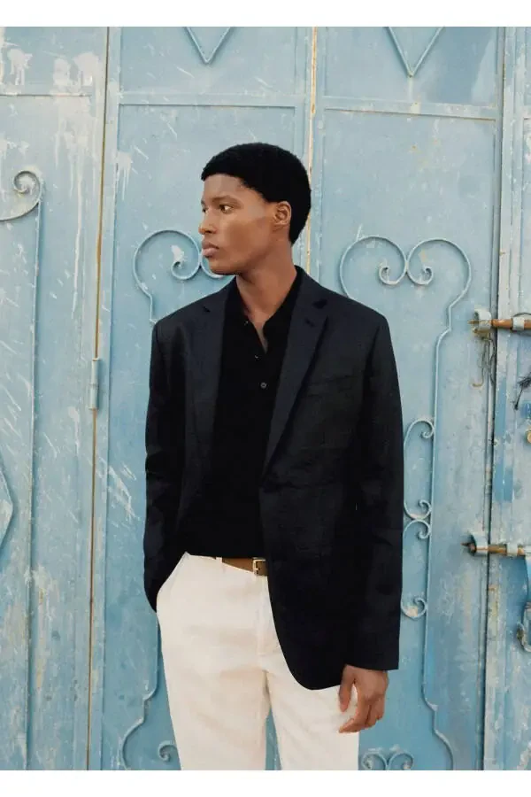 100% Linen Slim Fit Casual Blazer Jacket - 5